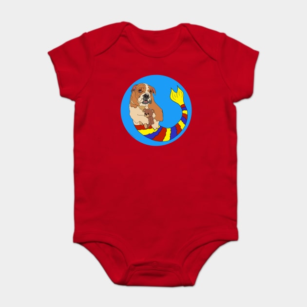 Buster the Teddy Bear loving Mermutt Baby Bodysuit by abrushwithhumor